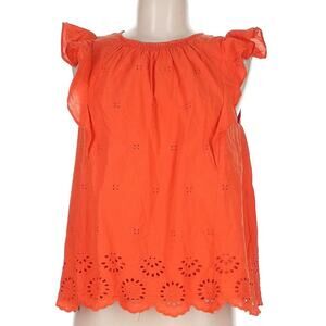 KATE SPADE BLOUSE RUFFLE SLEEVE COTTON EYELET LACE‎ SCALLOPED ORANGE M